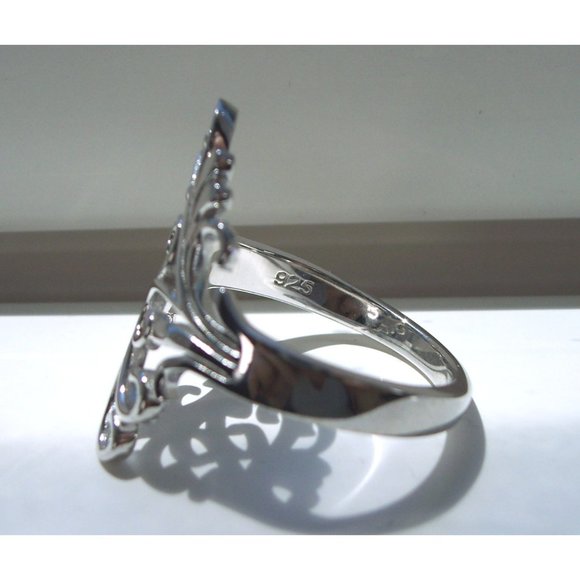 925 STERLING SILVER Unique Swirls Statement Ring - Picture 10 of 16
